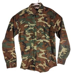 Five Brother vintage flannel shirt mens M Medium 15-15.5 camo all over USA made